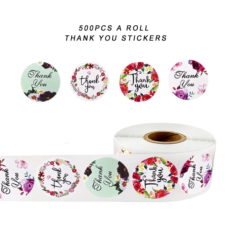 50 шт. несколько дизайнов Цветочная наклейка спасибо этикетки для печати