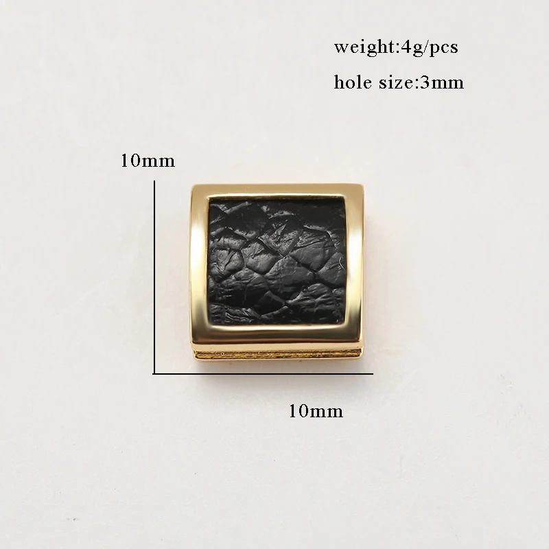 Бусины Из страусиной кожи для изготовления ювелирных изделий черные квадратные