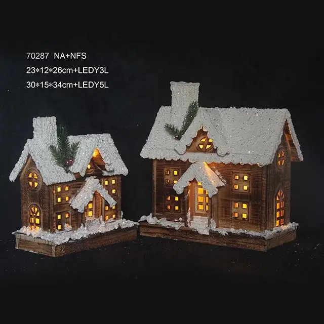 

led lights car accessories LED lit wooden Christmas house wooden house with led light battery powered wooden house villa