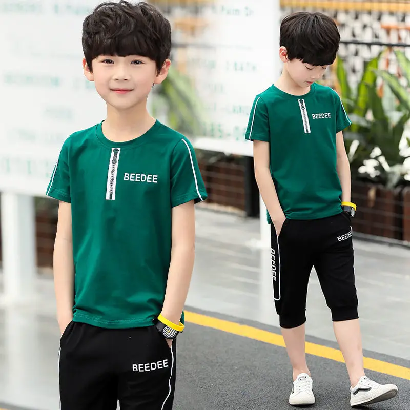 

Boys Basketball Suit Kids Short Sleeve Tracksuits Casual Summer Sports Suits Leisure Children T Shirt Shorts 2pcs top 12 14 Y