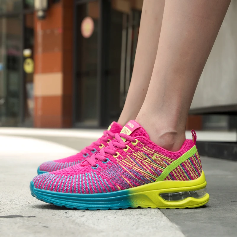 Women Tennis Shoes Air Cushion Breathable Mesh Sneakers Fitness Trainers Sports Shoes Female Walking Height Increase Casual Shoe