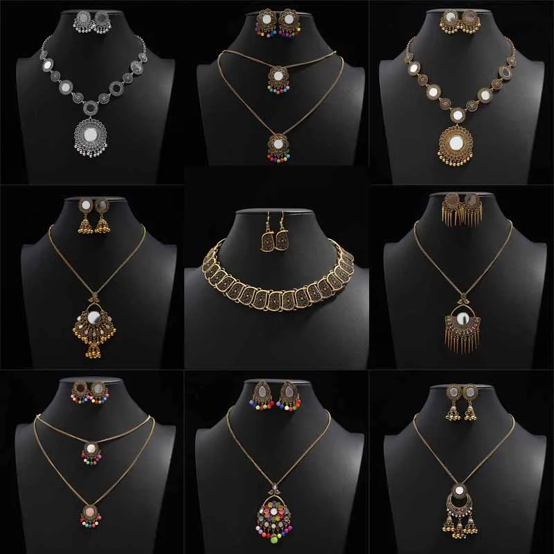 Женский комплект украшений классический набор из колье и серёг с разноцветными