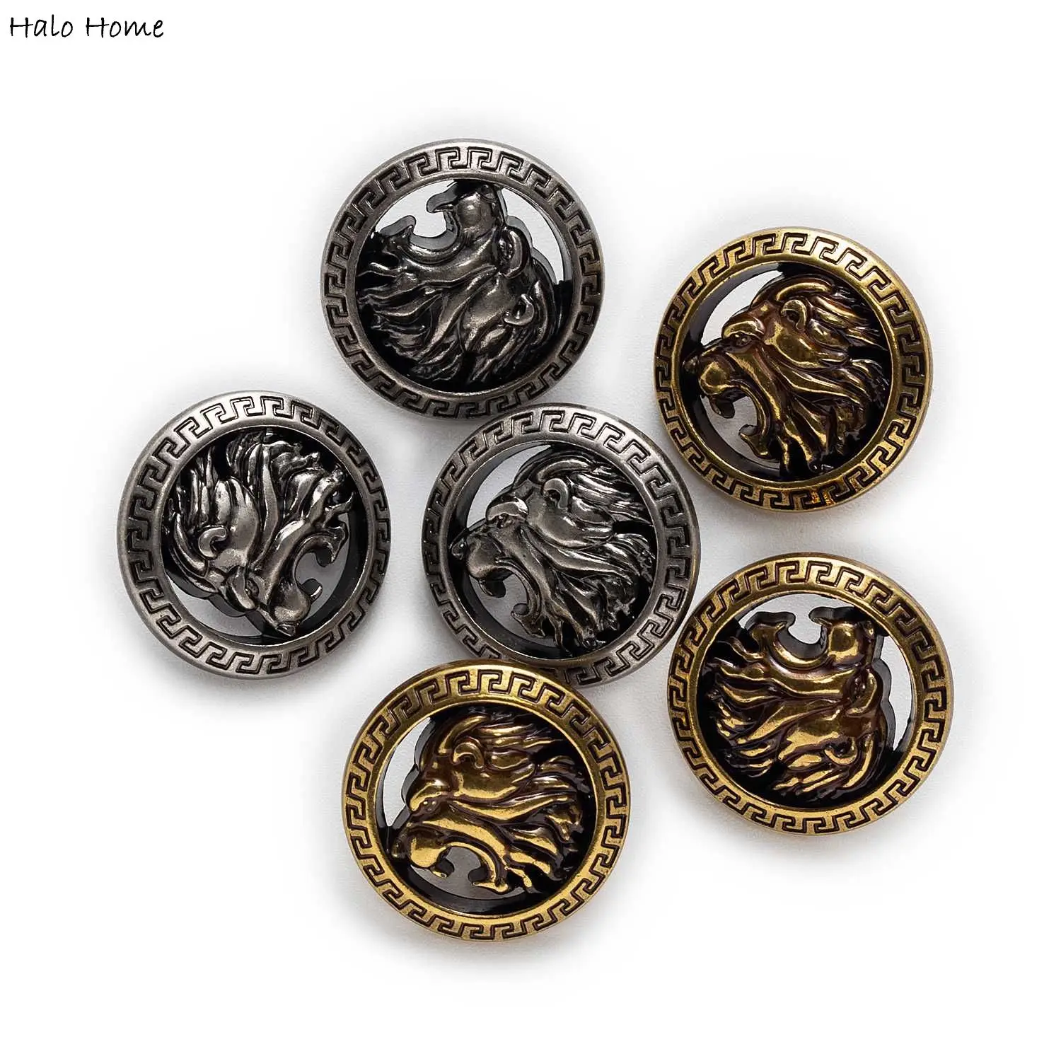 

5pcs Retro Lion Metal Button Sewing Scrapbooking Clothing Coat Blouse Leather Bag Craft Handmade Decoration Accessories