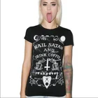 Модный показ-JF с надписью Hail Satan и надписью Drink Coffee, забавная футболка в готическом стиле, мужская и женская футболка с коротким рукавом, футболки для любителей сатаны, кофе