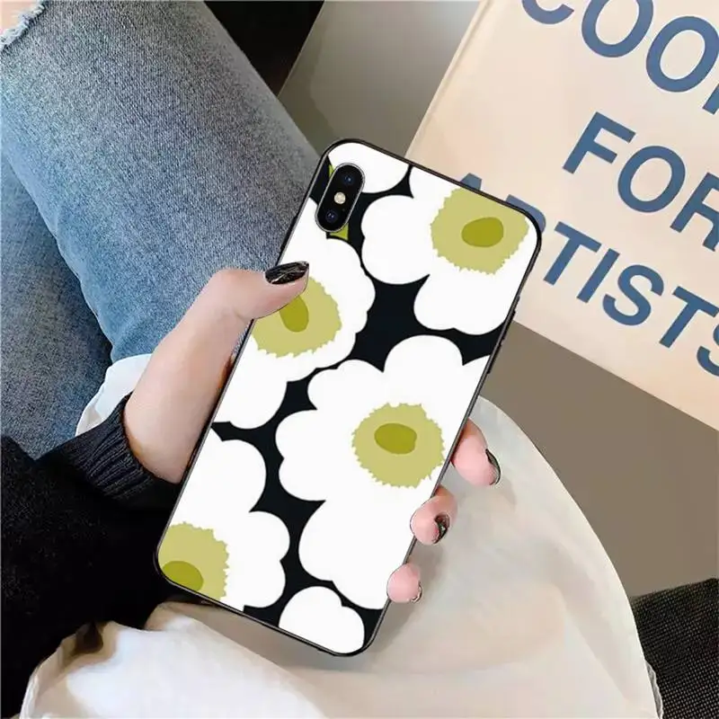 

Marimekko Pink Flower Phone Case for iPhone 11 12 pro XS MAX 8 7 6 6S Plus X 5S SE 2020 XR mini