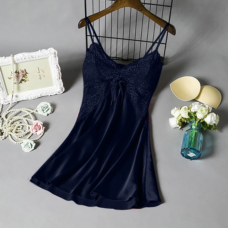 Ночная рубашка женская однотонная с V-образным вырезом | Женская одежда