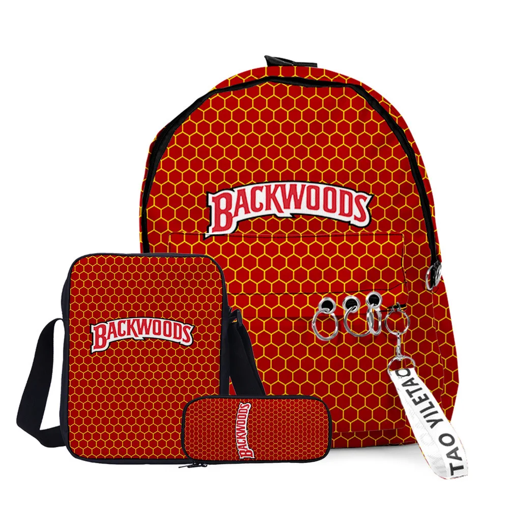 

Рюкзак Backwood из трех предметов с рисунком сигар для подростков, водонепроницаемые вместительные школьные ранцы Kpop из ткани Оксфорд для косп...