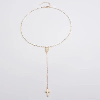 Abayabay Long Personalized Girl Cross Necklace Chain Women Yellow Gold Color Pendant TRENDY Collares Collier Necklaces Jewelry