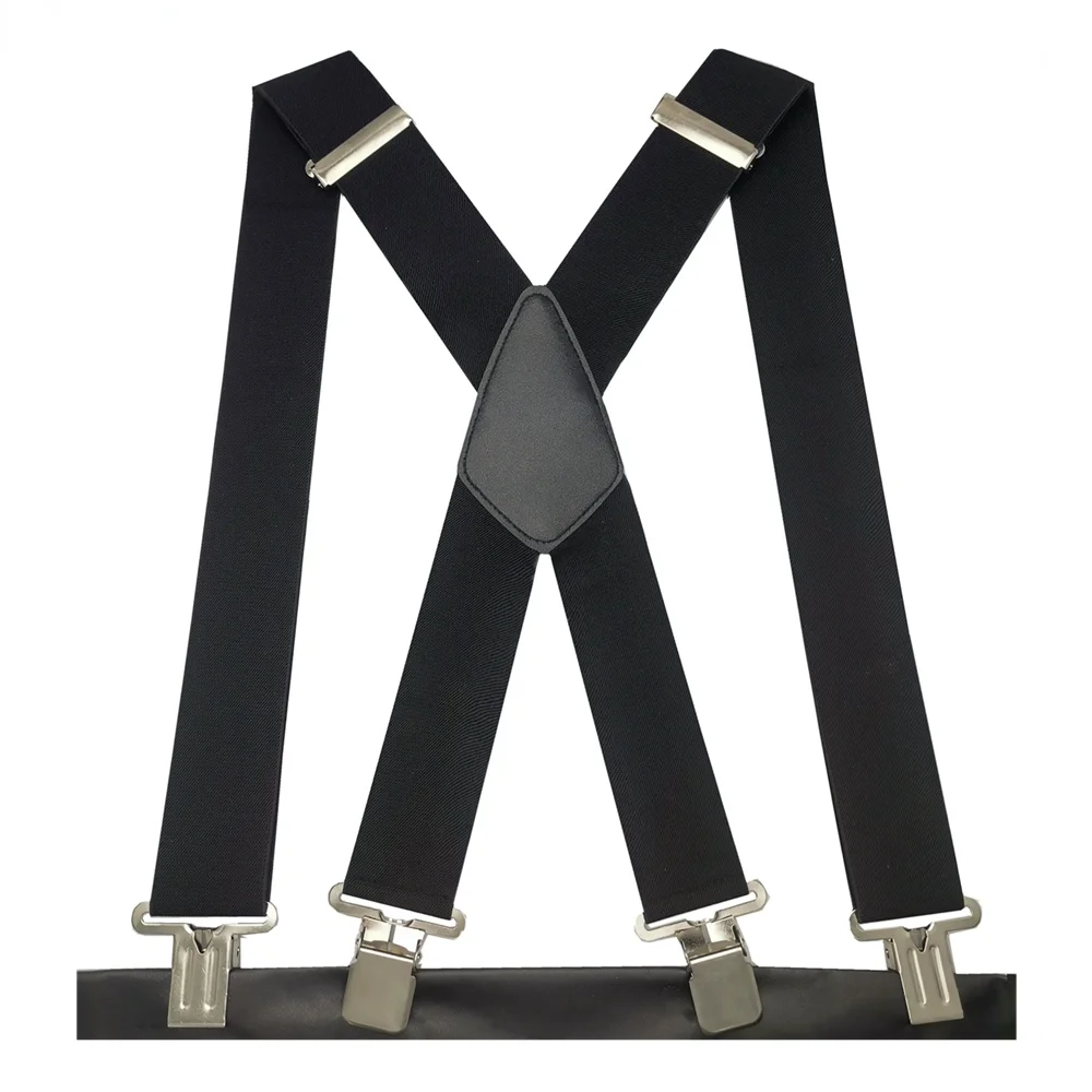 

Plus Size 50mm Wide Men Suspenders High Elastic Adjustable 4 Strong Clips Suspender Heavy Duty X Back Trousers Braces 5 Colors