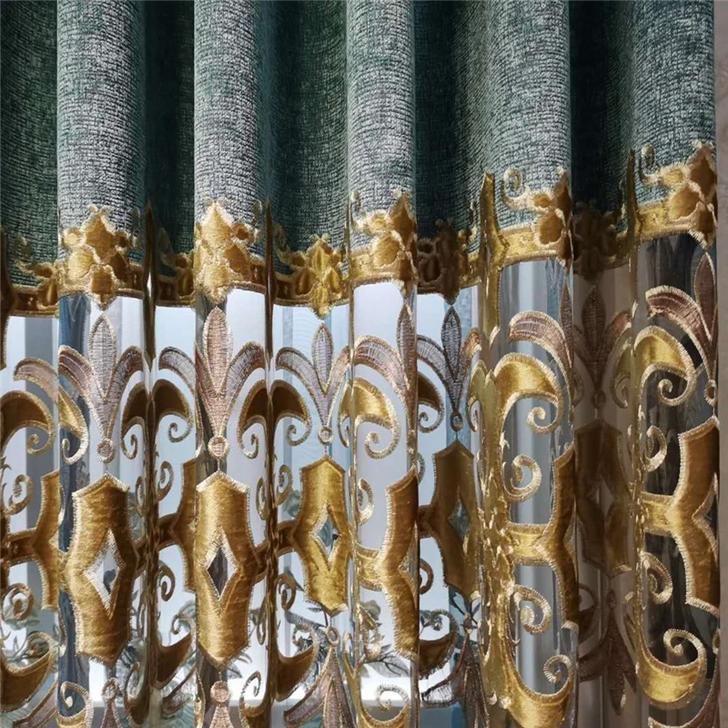 Европейский роскошный высококачественный вышитый занавес для спальни окна