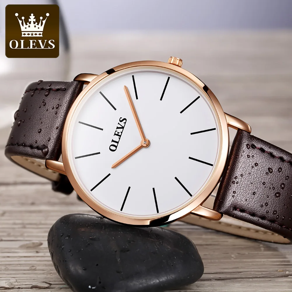 

OLEVS New Men Watches Top Brand Luxury Leather Strap Men Quartz Watch Men Sports Ultra thin Watches Relogio Masculino 5868