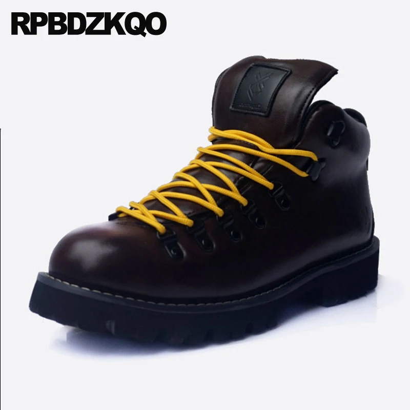 Со шнуровкой осенние короткие мужские армейские сапоги в стиле ретро