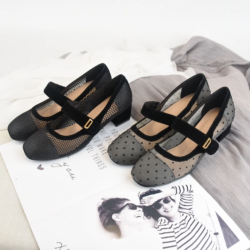 Обувь mary jane женская обувь на высоком каблуке из сетчатого материала офисная