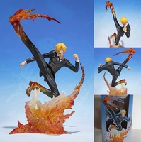 16cm piece action figures one sanji fire foot diable jambe battle model pvc toys japan collection model with box anime figurine