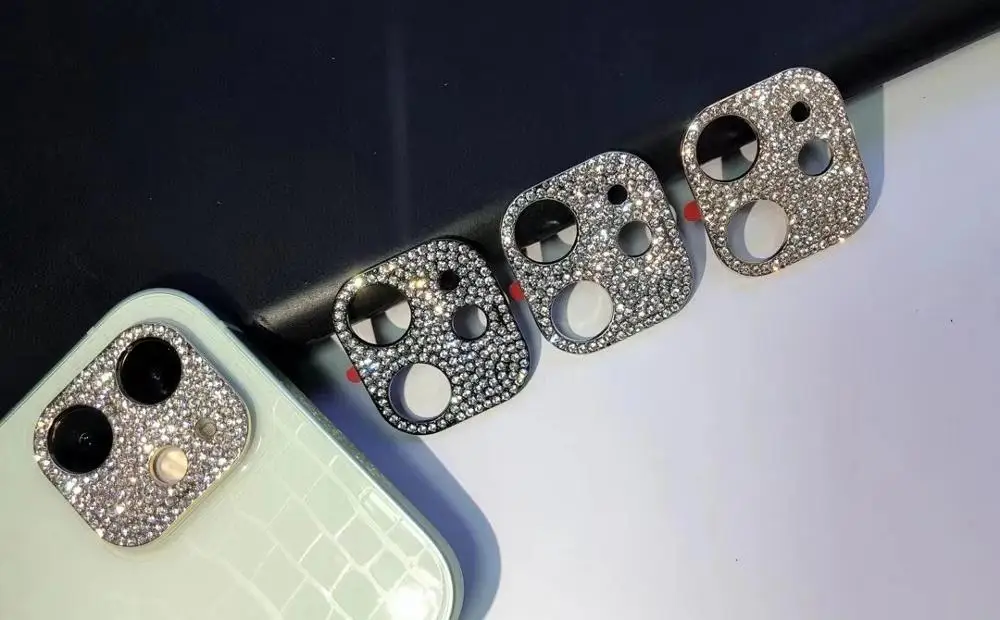 3D чехол со стразами для задней камеры iPhone 12 наклейки мини чехлы Pro Max защитная