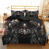A Set of Bed Linen Bedroom Clothes 3d Skull Skeleton Man Printed Duvet Cover Home Textiles with Pillowcases for Adult