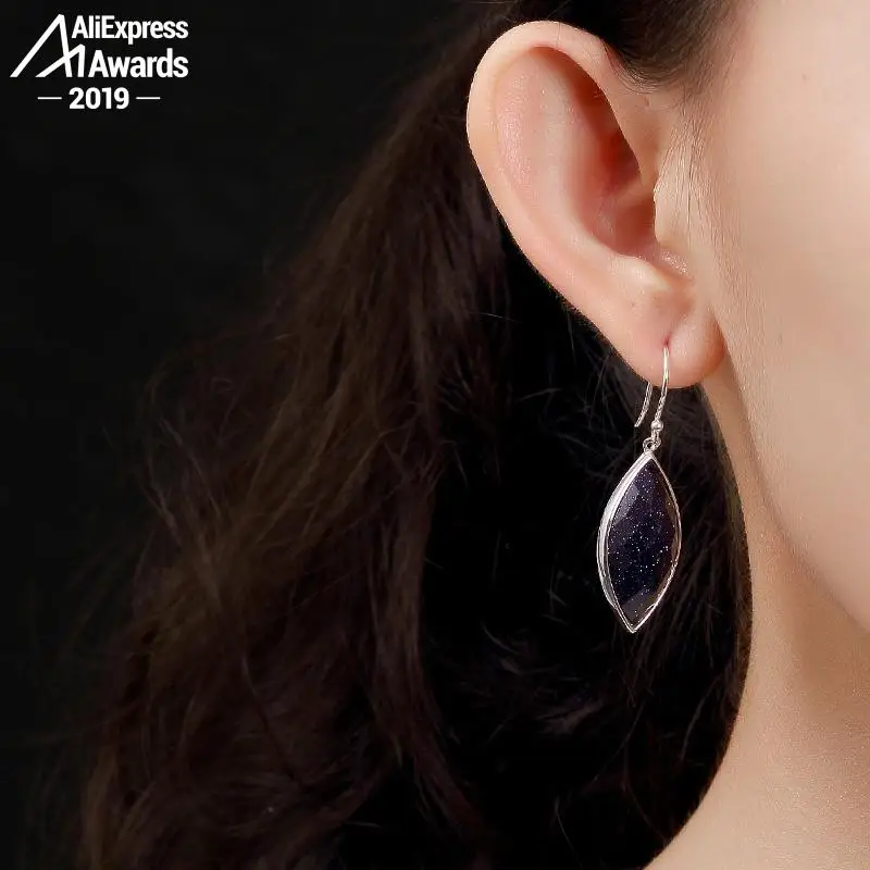 Женские серьги с искусственным сапфиром в Польше S925|Серьги-подвески| |