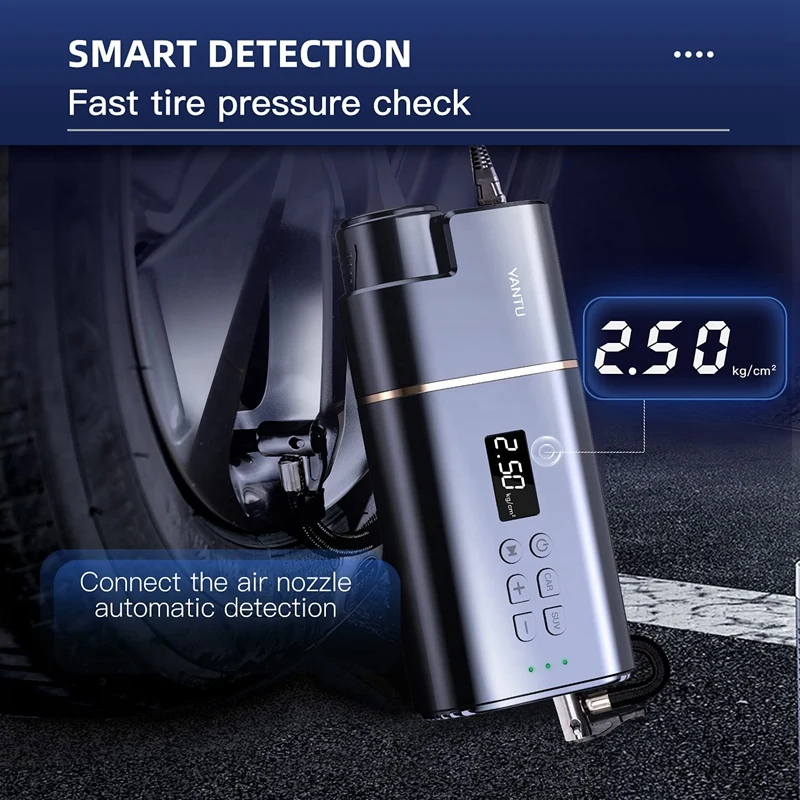 Online YANTU-Inflador De Neumáticos Eléctrico Portátil Para Coches, Compresor De Aire Con Pantalla Digital De 150 PSI, Apagado Automático, 120W