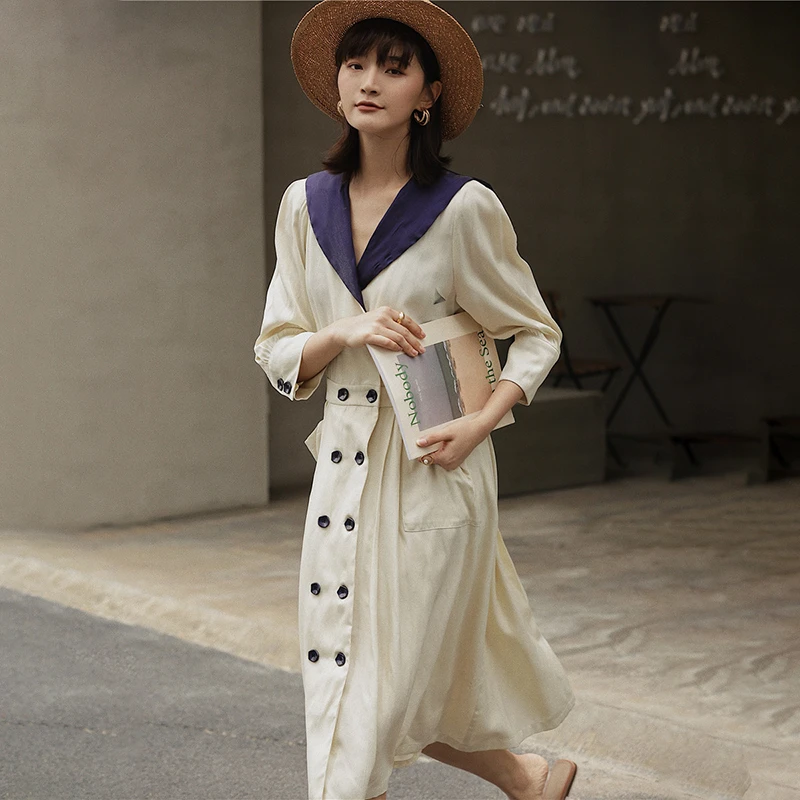 GALCAUR повседневное белое платье для женщин матросский воротник с высокой талией