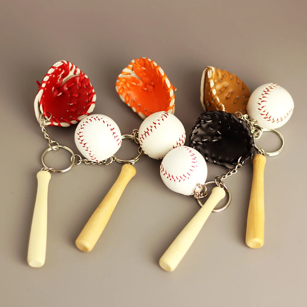 Подарок для мальчика брелок бейсбольная перчатка летучая мышь набор деревянный