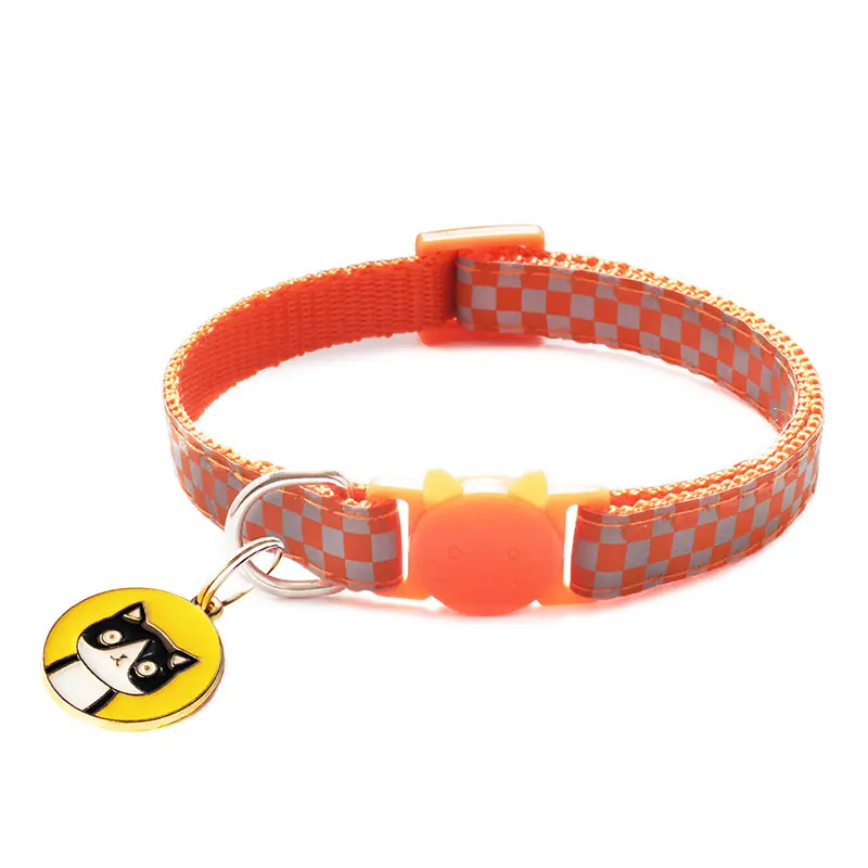 

1PC Cat Head Multicolor Buckle Reflective Classic Adjustable Neck Ring Safety Buckle Neck Strap Big Bell Dog Collar Anti-lost