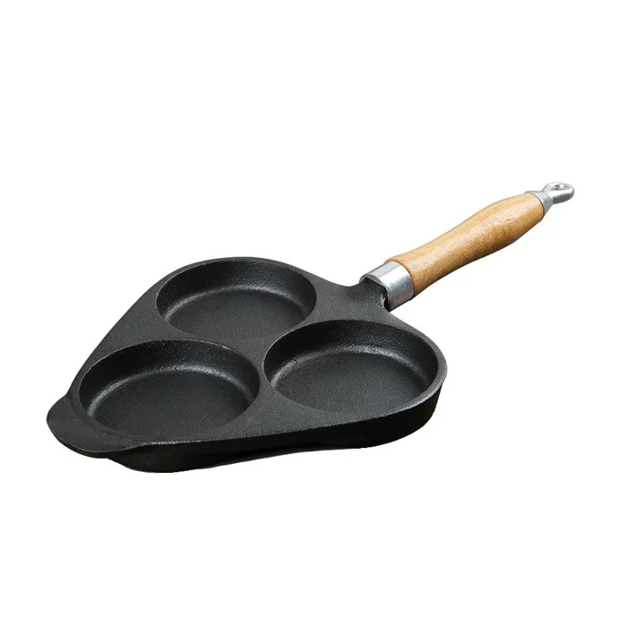 Non-stick pan cast iron omelette three-hole egg hamburger uncoated 2kg parcel mail c | Дом и сад