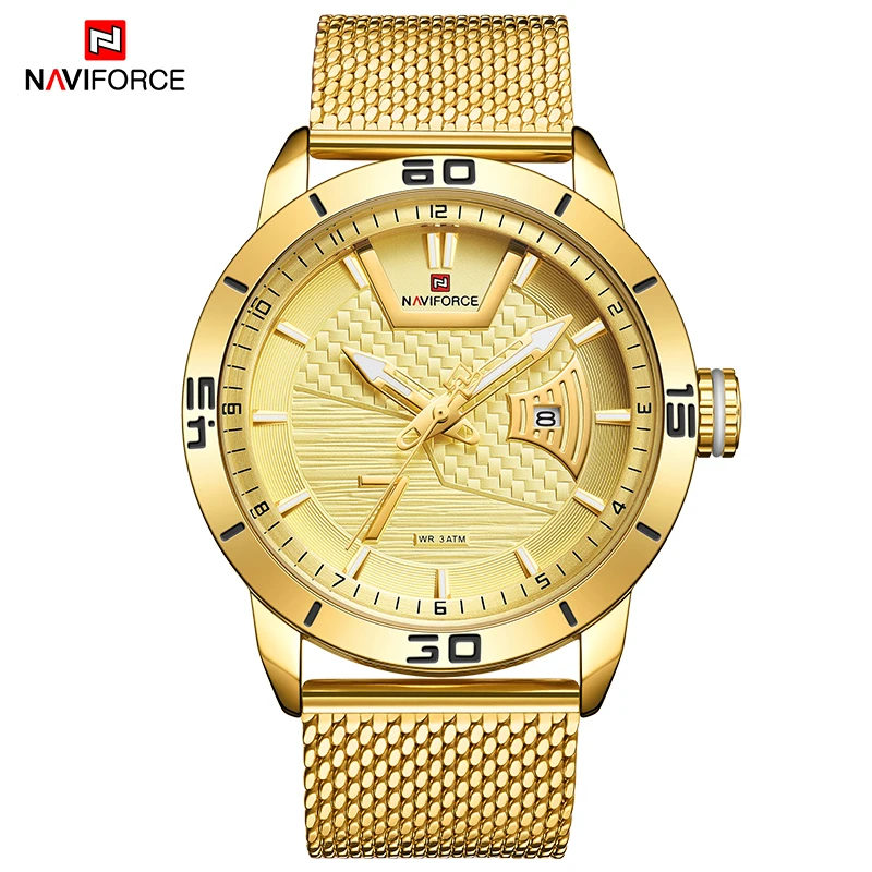 Часы наручные NAVIFORCE мужские из нержавеющей стали люксовые брендовые модные