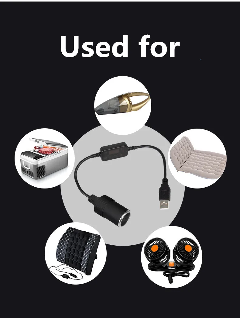 Автомобильный конвертер адаптер с проводным контроллером и USB-портом от 5 В до 12 в