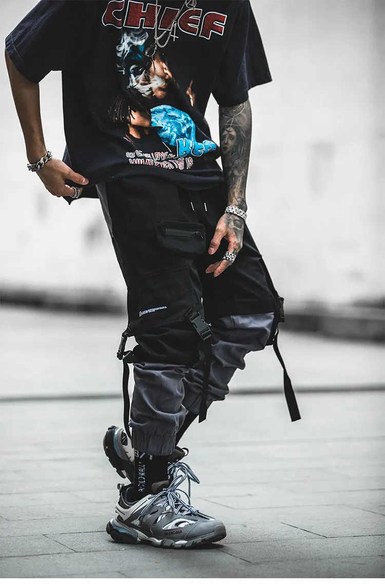 Хип-хоп Джоггеры мужские корейский стиль уличная одежда techwear брюки мужские modis повседневные брюки карго модные Сращенные черные брюки kpop