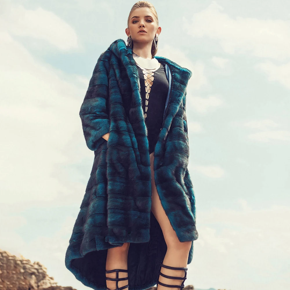 Длинное женское пальто TOPFUR роскошная теплая шуба из натурального меха норки с