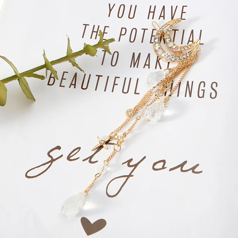 2019 горячие модные элегантные женские полумесяц заколки для волос с украшением в