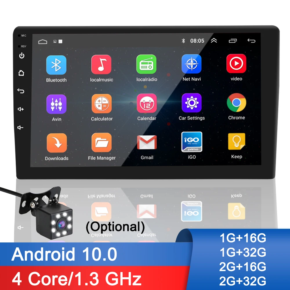 Автомагнитола 2 Din 4 ядра GPS Wi-Fi Bluetooth-плеер 1 ГБ/2 ГБ 9 дюймов Android 10 0 мультимедийный