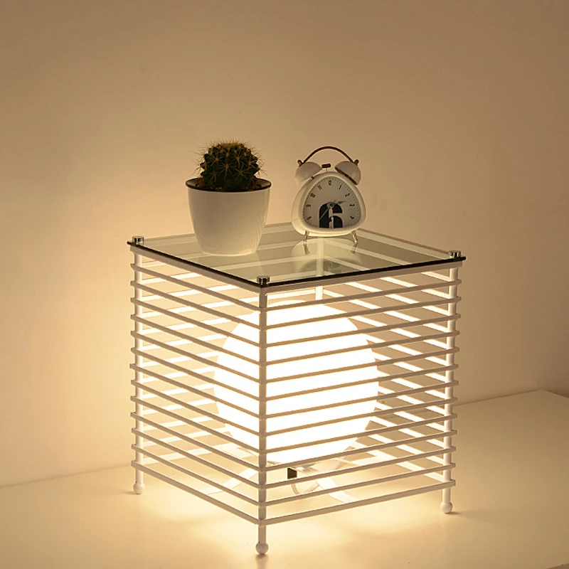 Современный Настольный светильник s с железной клеткой светодиодный для