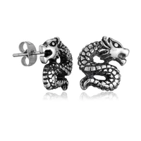 2021 new vintage cute little dragon stud earrings for female trendy punk personality animal totem earrings statement jewelry