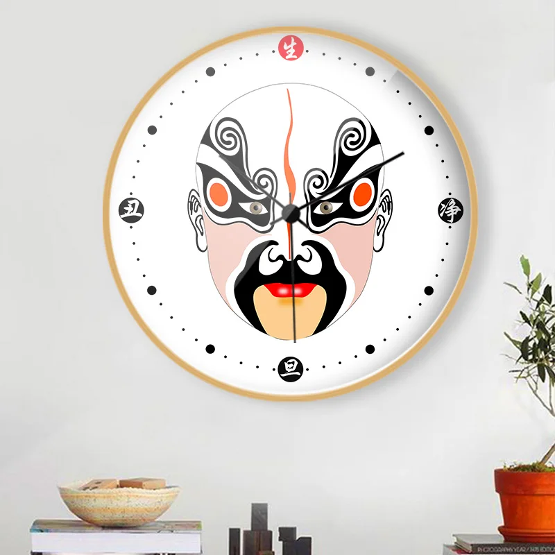 

Unique Chinese Peking Opera Clock Living Room Office Individuality Retro Design Silent Art Wall Watch Home Decor 12 Inch
