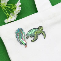 xcmrysp tortoise monster badge brooch jellyfish turtle metal enamel lapel pin backpack clothes fashion jewelry gift