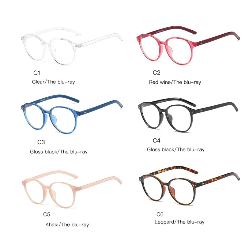 

HBK Fashion Round Glasses Frames Women Vintage Style Blue Light Blocking Eyewear Brand Optical Computer Glasses UV400