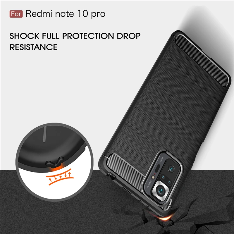 

For Xiaomi Redmi Note 10 Pro Case Carbon Fiber Soft Silicone TPU Back Cover Case for Redmi Note 10 Note 10S Fundas