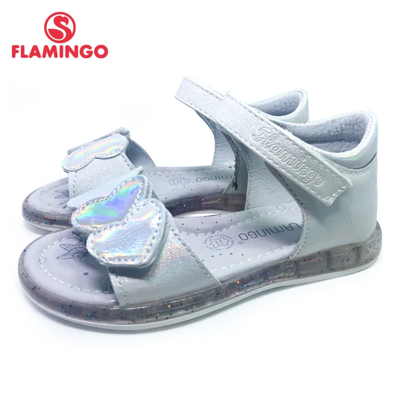 Летние детские туфли с липучкой и петлей FLAMINGO 2021 повседневные для принцесс