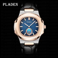 pladen american quartz watches for men retro black leather strap wristwatch top sale brand business clock reloj hombres 2022 new