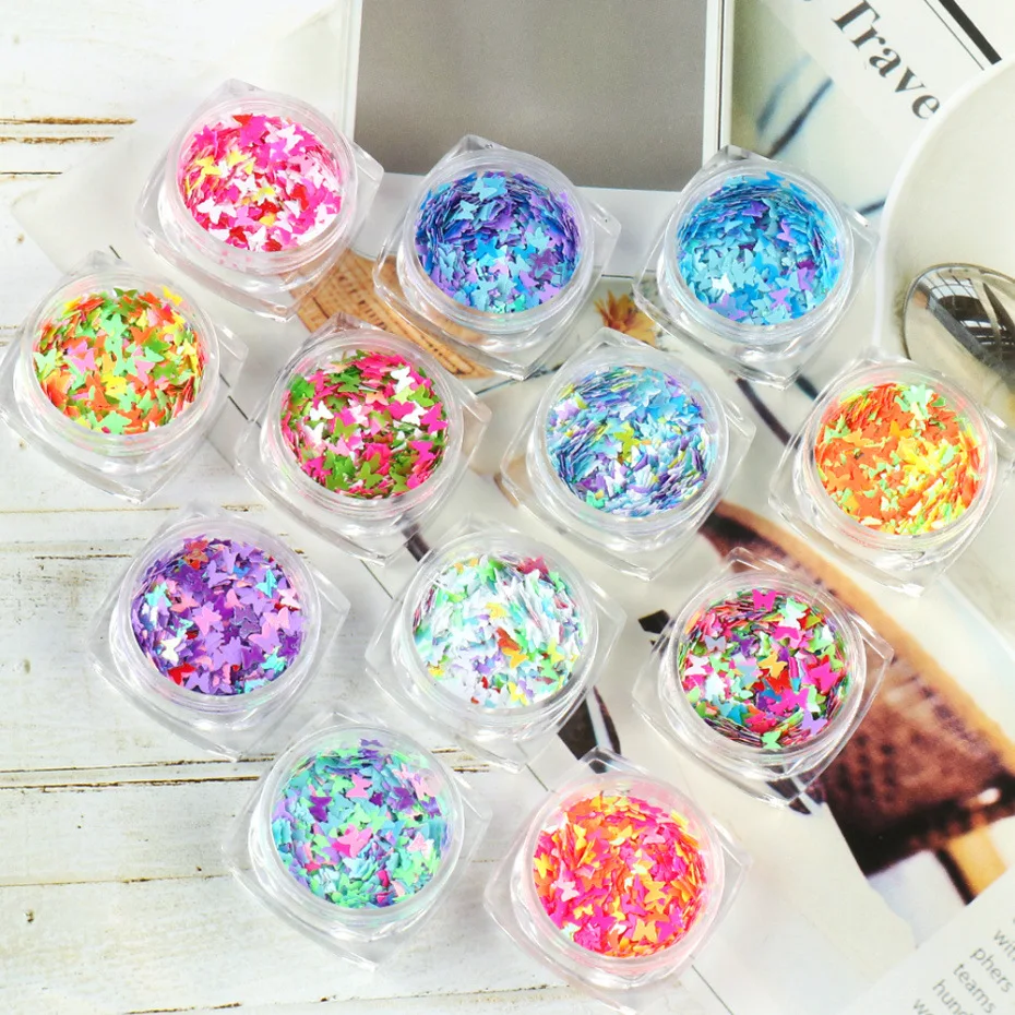 Новый дизайн ногтей сделай сам украшение в форме бабочки блеск для блестящие