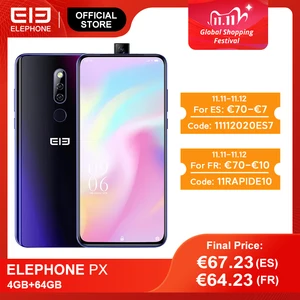 ELEPHONE PX Helio смартфон с восьмиядерным процессором MT6763, ОЗУ 4 Гб, ПЗУ 64 ГБ, 16 Мп, 6,53 ''FHD +, 3300 мАч, Android 9,0 7000 - 800 КодHOCHU 11.11 10:00 a.m