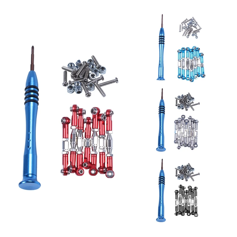 

For WLtoys 144001 1/14 RC Car Spare Parts Metal Servo Pull Rod Steering Tie Rod Set