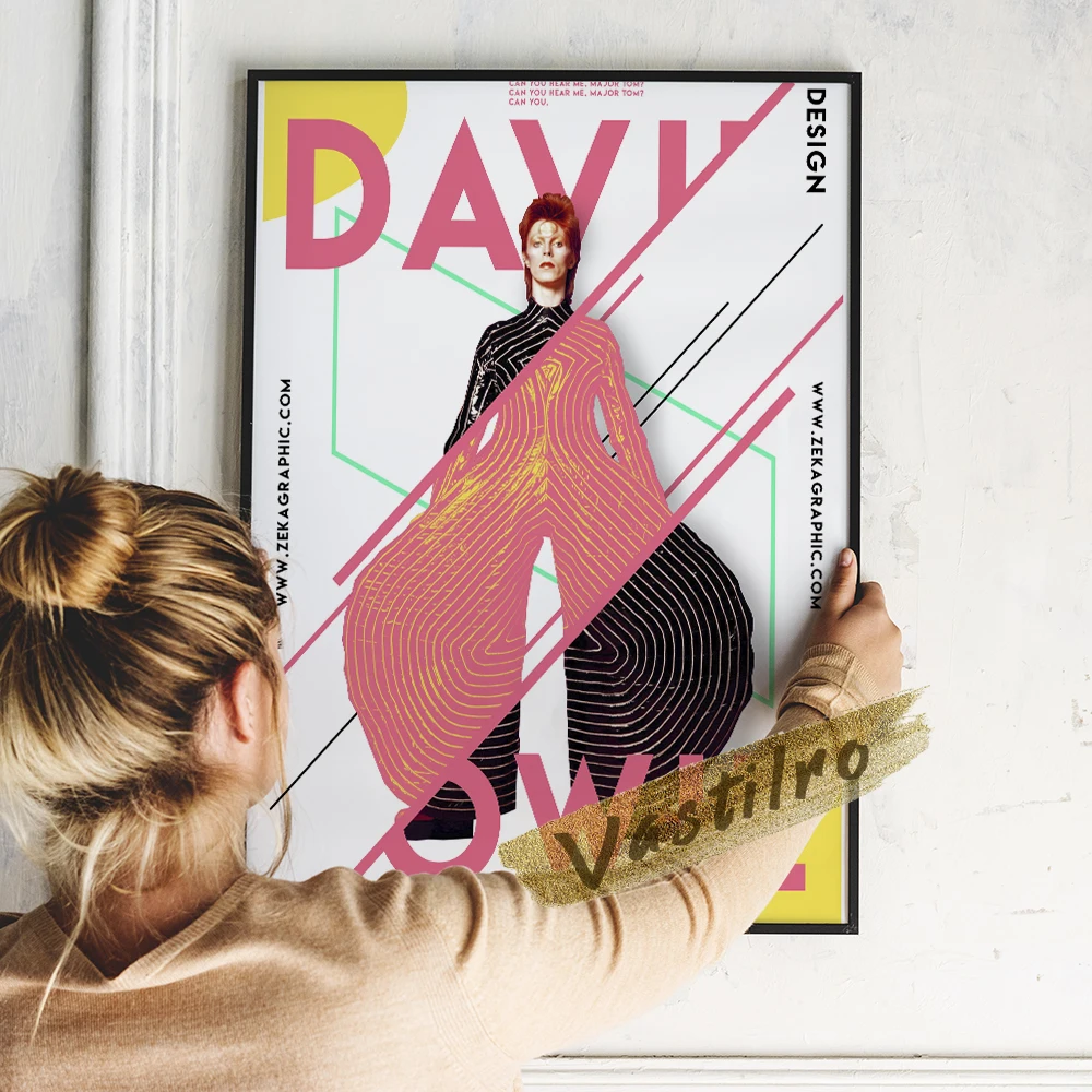 

David Bowie Poster, Bowie Musician Art Prints, Music Star Wall Picture, Handsome Man Singer Portrait Wall Stickers, Fans Gift