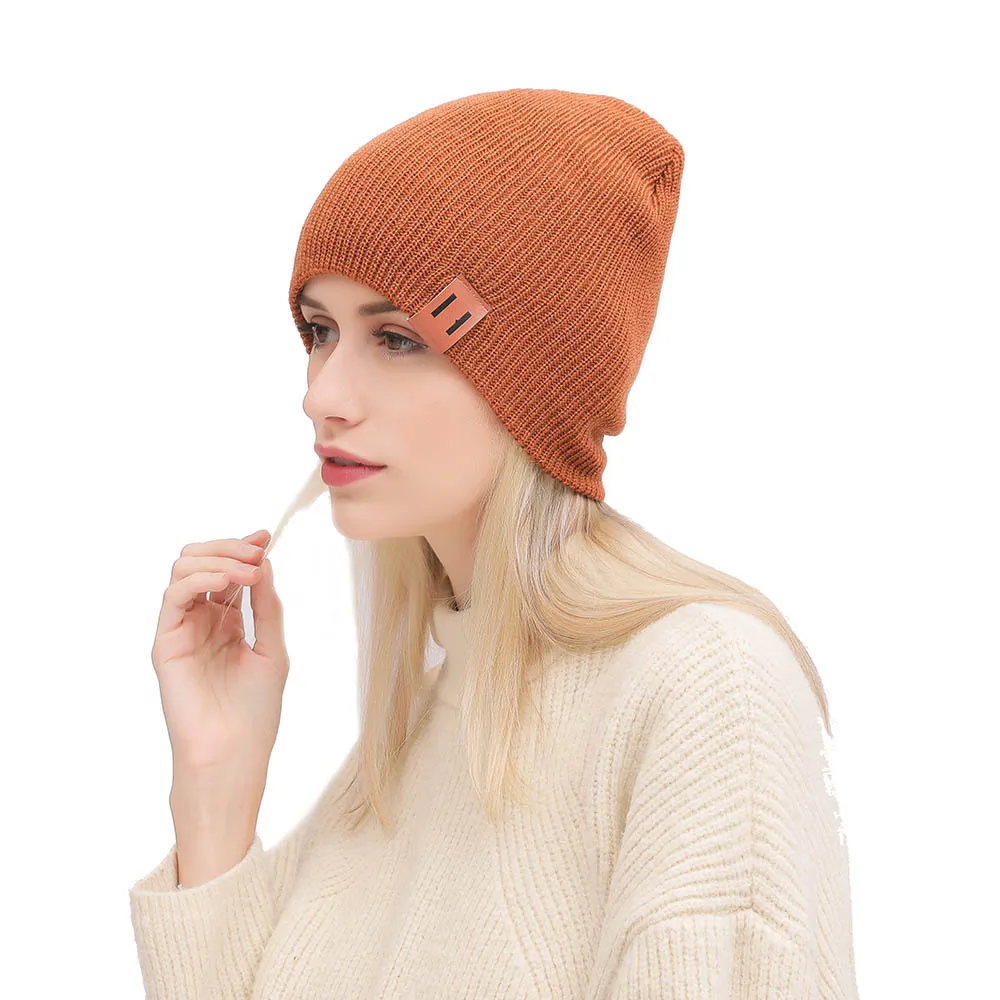 

New ladies woolen knitted hats solid color wild autumn and winter fashion warm ear protection parent-child hat