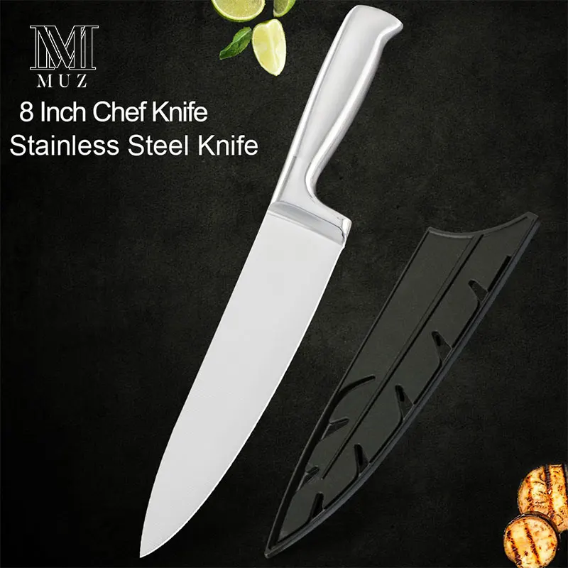 8 inch Chef Knife Набор кухонных ножей из нержавеющей стали, кухонные аксессуары, держатели из нержавеющей стали, нож для очистки овощей, Santoku, нож для нарезки хлеба, шеф-повара - Цвет: 8 inch Chef Knife