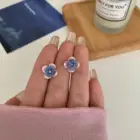 Женские акриловые серьги-гвоздики S925, в виде цветка