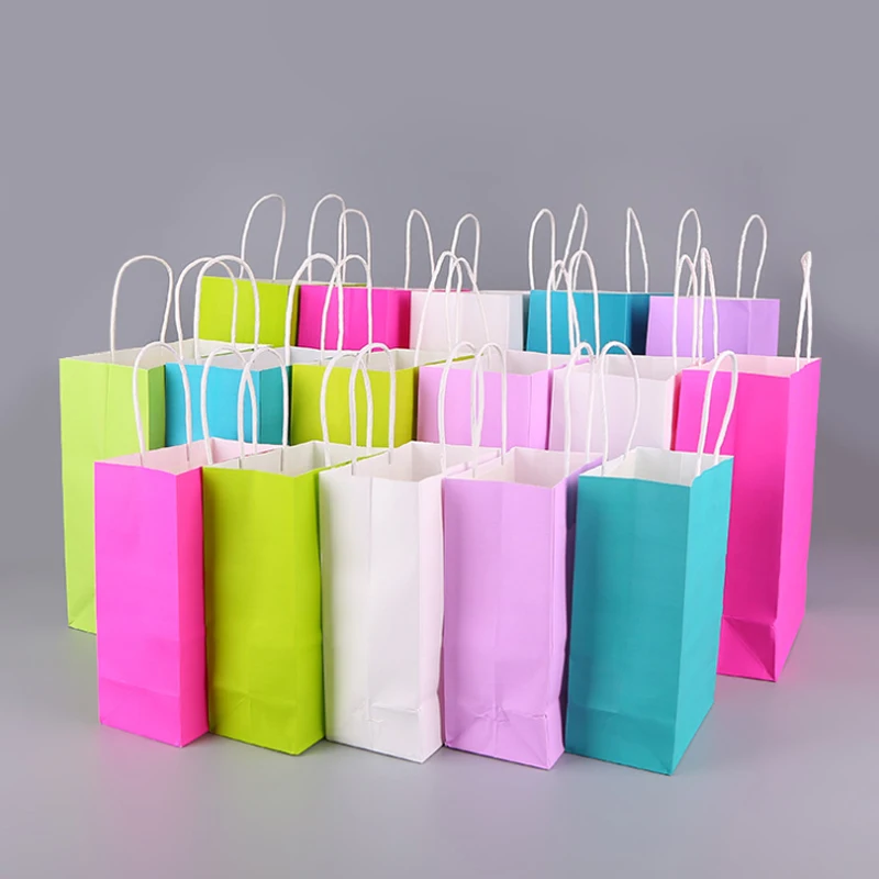 1000 шт. яркий пакет из крафт бумаги с ручкой высококачественный бумажный