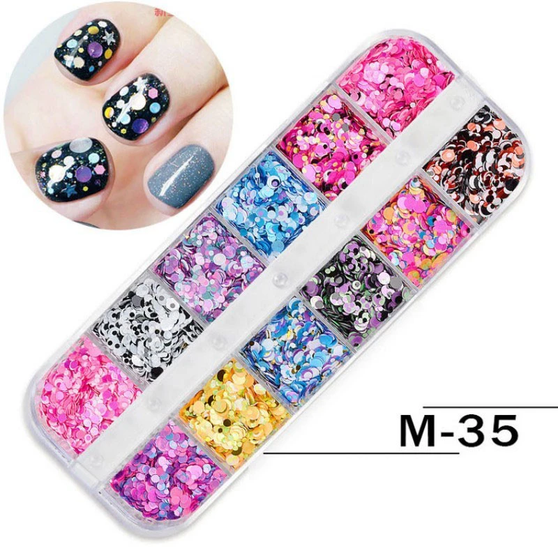 Блестящий Порошок русалки 12 цветов блестящие круглые блестки для творчества