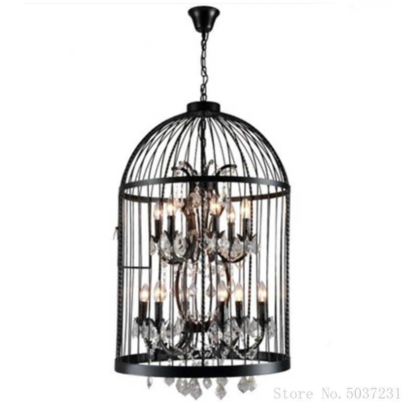 Luces colgantes de cristal Estilo Vintage americano, lámpara colgante de jaula de pájaro, iluminación Industrial de hierro para restaurante, accesorio de decoración del hogar